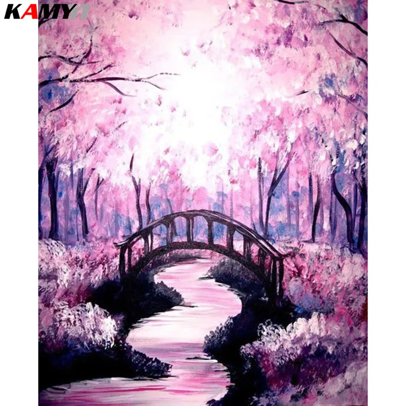 

5D diamond embroidery landscape crafts diamond painting bridge mosaic gift full square / round diamond home decoration XY1