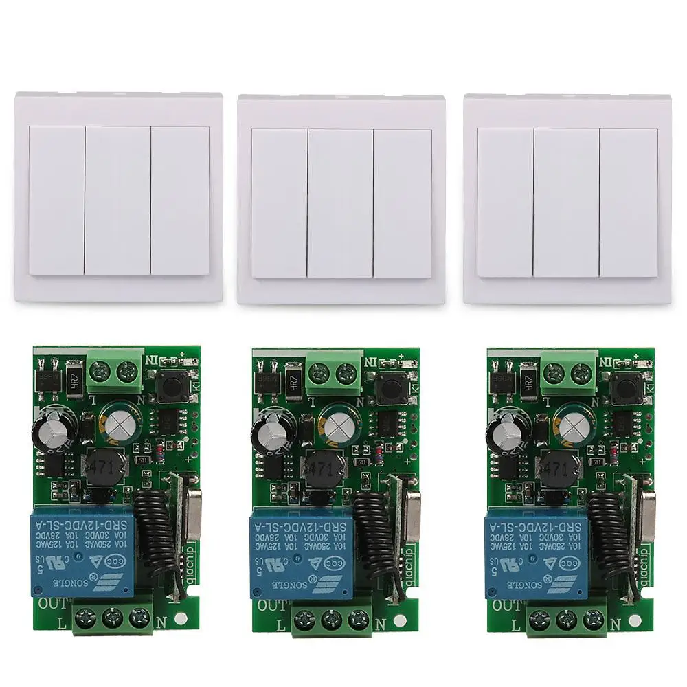 

S05 3CH Wall Panel Remote Transmitter 433MHz RF TX Remote Control Switch 433MHz 220V 1CH Relay RX Receiver Module Remote Control