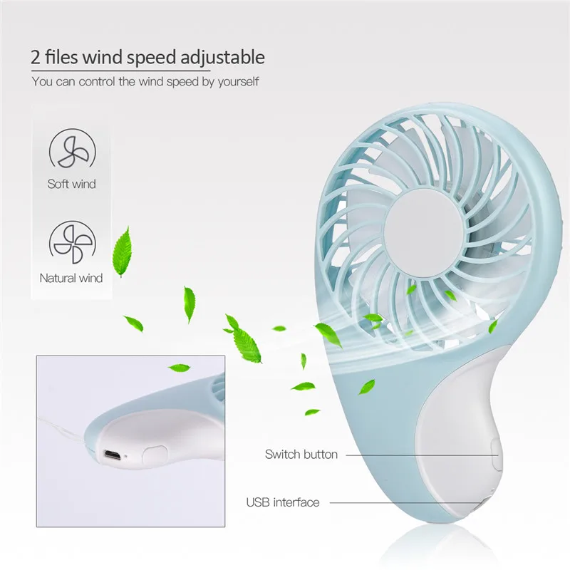 

Mini Personal Fan Handheld Portable Fans 2 Speed Adjustable Rechargeable USB Cooling Fan For Office Home Travel Small Fan