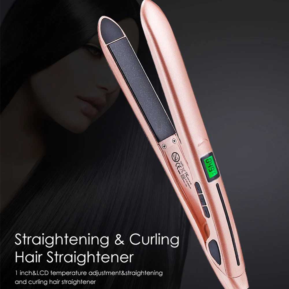 

LCD Display Negative Ion Flat Iron Fast Straightening Hair Curler Curling Irons Professional Ceramic Anion Hair Straightener 29