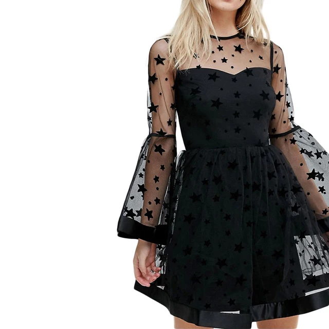 sheer black star dress