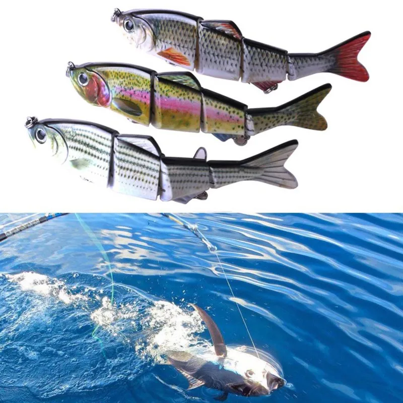 

15cm Artificial Bait False Multi Joint Fish Shape ABS Lure Fishing Lure With 2 Treble Hooks