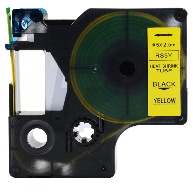 Heat Shrink tubing tape 2.5m black on yellow color used for Dymo label