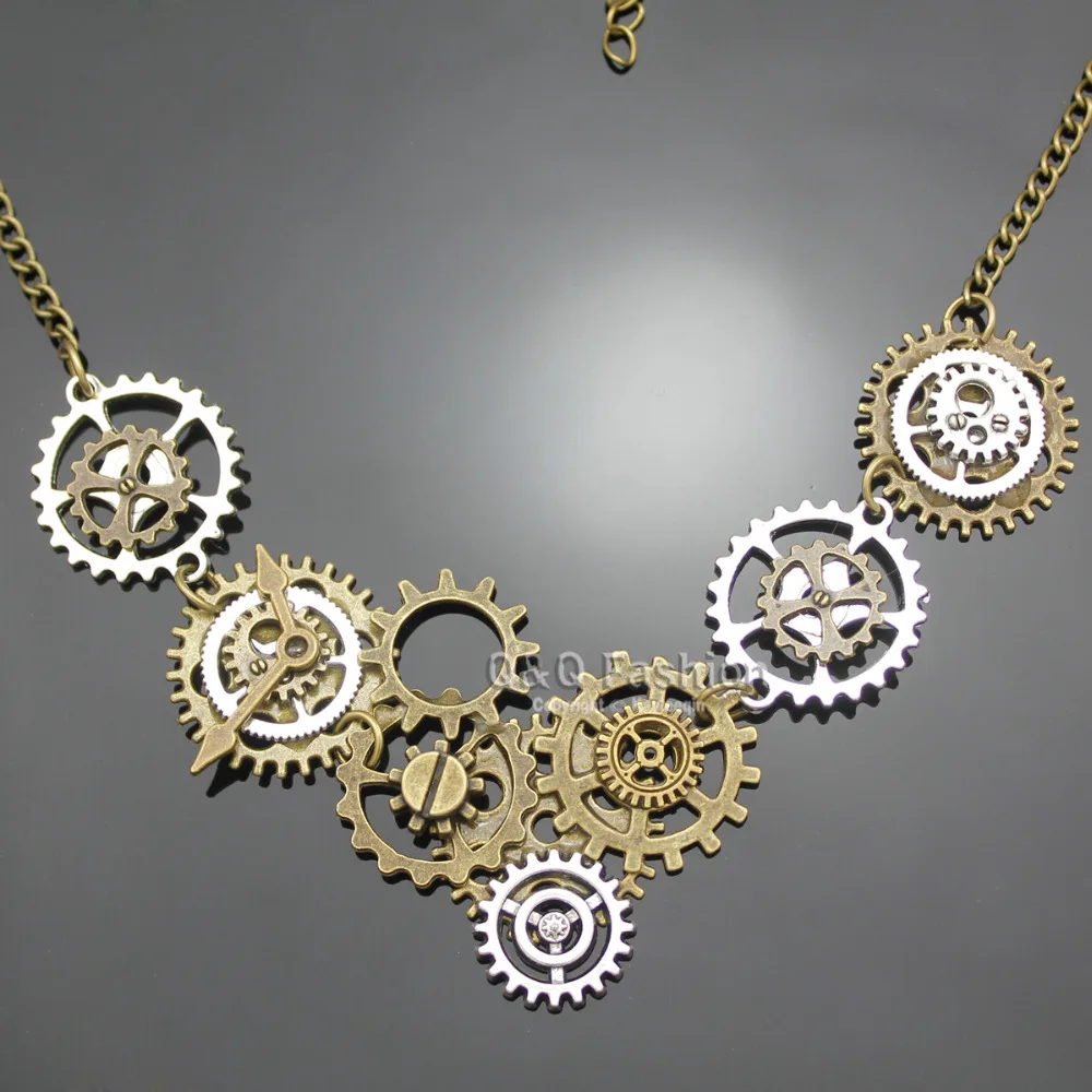 Винтажные часы с золотым и серебряным покрытием часовой стрелкой Cog Steampunk цепочка