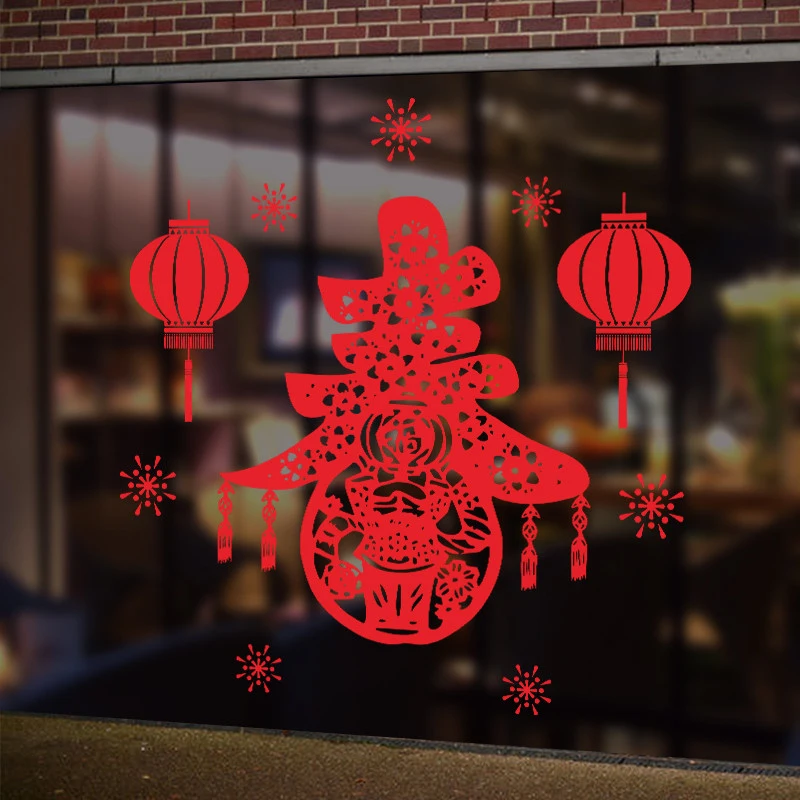 wall stickers chinese new year window glass decoration spring festival