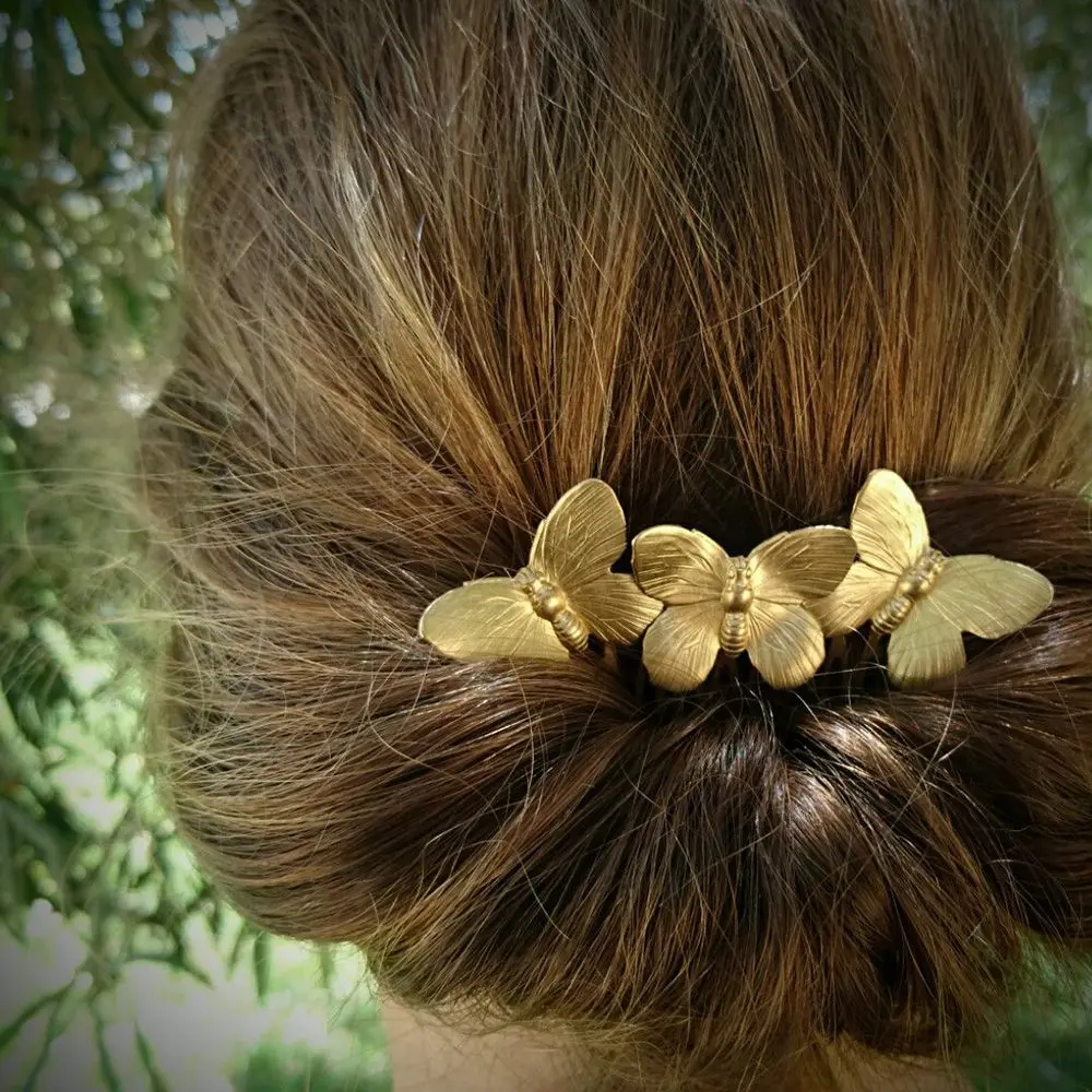 

1PC Fashion Women Vintage 3 Butterflies Hair Combs Headdress Prom Bridal Wedding Hairpins Hair Styling Tools