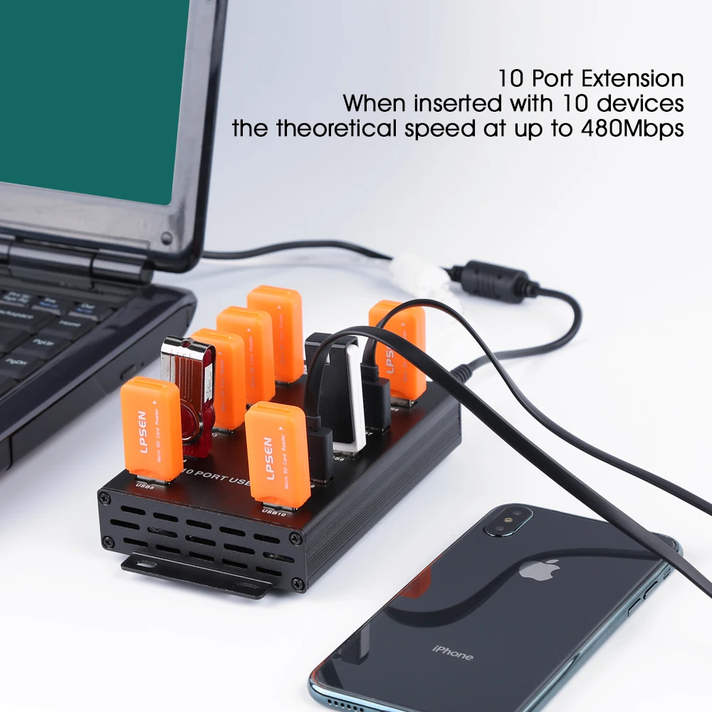 Sipolar 10 портов настенный и настольный металлический USB 2,0 концентратор промышленный Питание usb por концентратор с питанием для Биткоин Майнер A-300