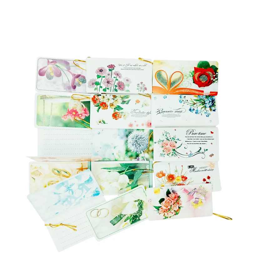 

144pcs/pack Romantic Flower Series Gold Line Gift Card Card Two Cards To Choose School Office Supplies