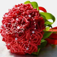Искусственный цветок розы Романтический букет цветов невесты Букеты Свадебные невесты Руки Холдинг розы для вечерние украшения