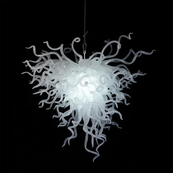 Online Customized Milk White Blown Murano Glass Chandeliers Home Decor Hanging LED White Glass Chandelier Lightings