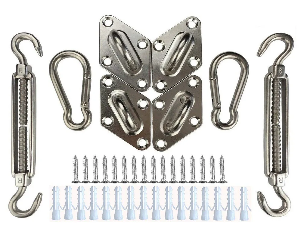 

Sun Shade Sail Installation Stainless Steel Heavy Duty Hardware Kit of Rectangle Sails Anti-Rust for Outdoor.