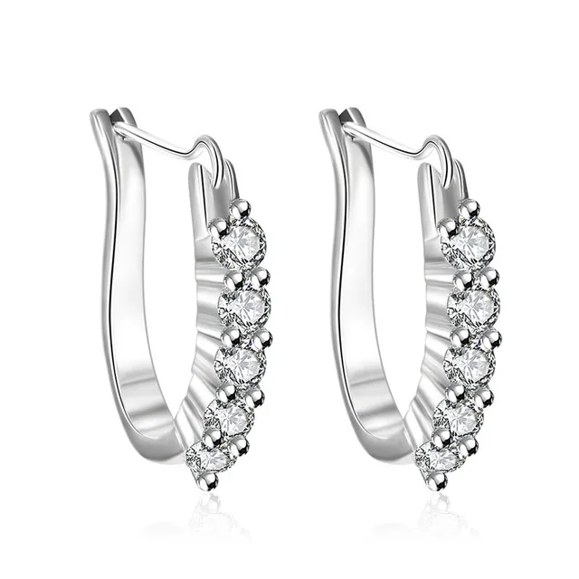 2017 New Cz Stone Jewelry Gifts U Shape Design Clip Earrings For 2017 New Cz Stone Jewelry Gifts U Shape Design Clip Earrings For Women Aros Silver