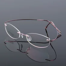 Очки без оправы, оправа из титанового сплава, ультралегкие очки без оправы, кошачий глаз, очки для близорукости, оптические оправы с памятью J866