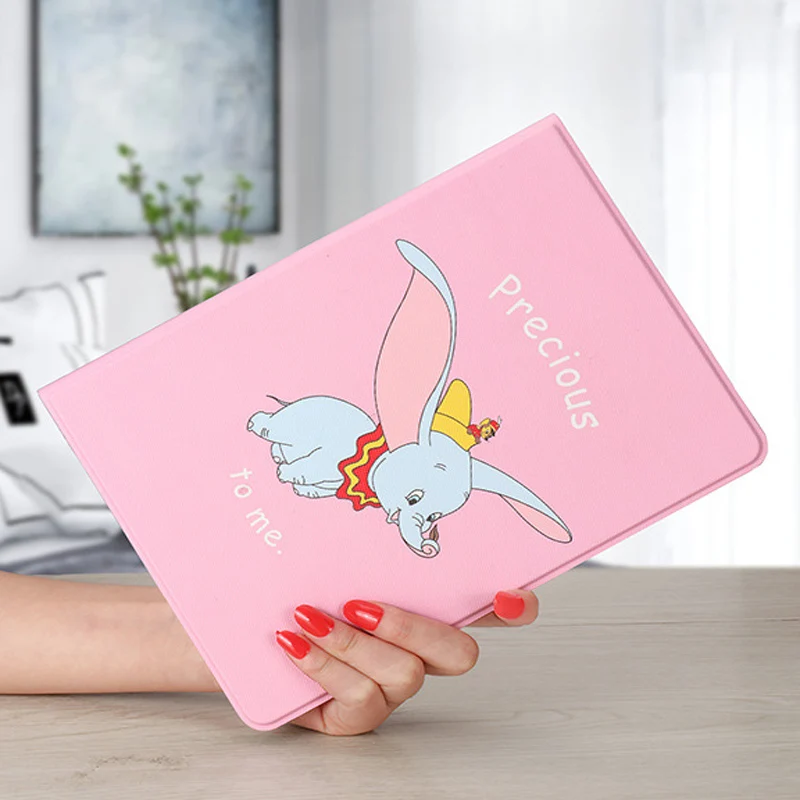 

For iPad Pro 11 Case Cute Dumbo Pu Leather Silicone Soft Back Cover Smart bracket protection Case For iPad Pro 11'' 2018