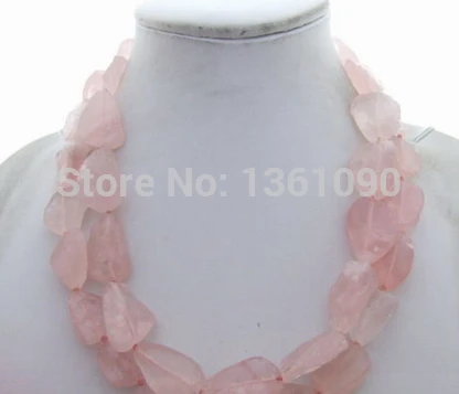 

N223 Beautiful! Rose Quart Rough&Crystal Necklace