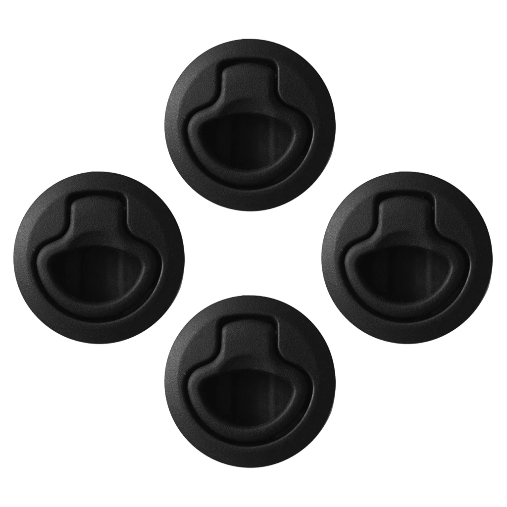 Set of 4 - Black Slam Latch Hatch Round Pull Latch 1/2'' Door for Marine Boat 2-12mm