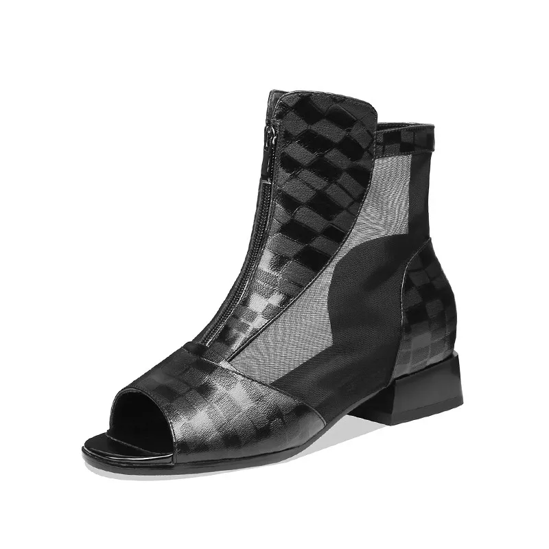 

2019 Open Toe Fashion Rome Short Boots Purity Colour Party Sexy Banquet Pointed Toe Fish Mouth Thick With Net Female Sandals