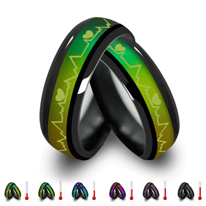 

Temperature Sensitive Ring Love Heart Smart Mood Rings Emotion Feeling Intelligent Seven Changing Colors Lovers Couple Jewelry