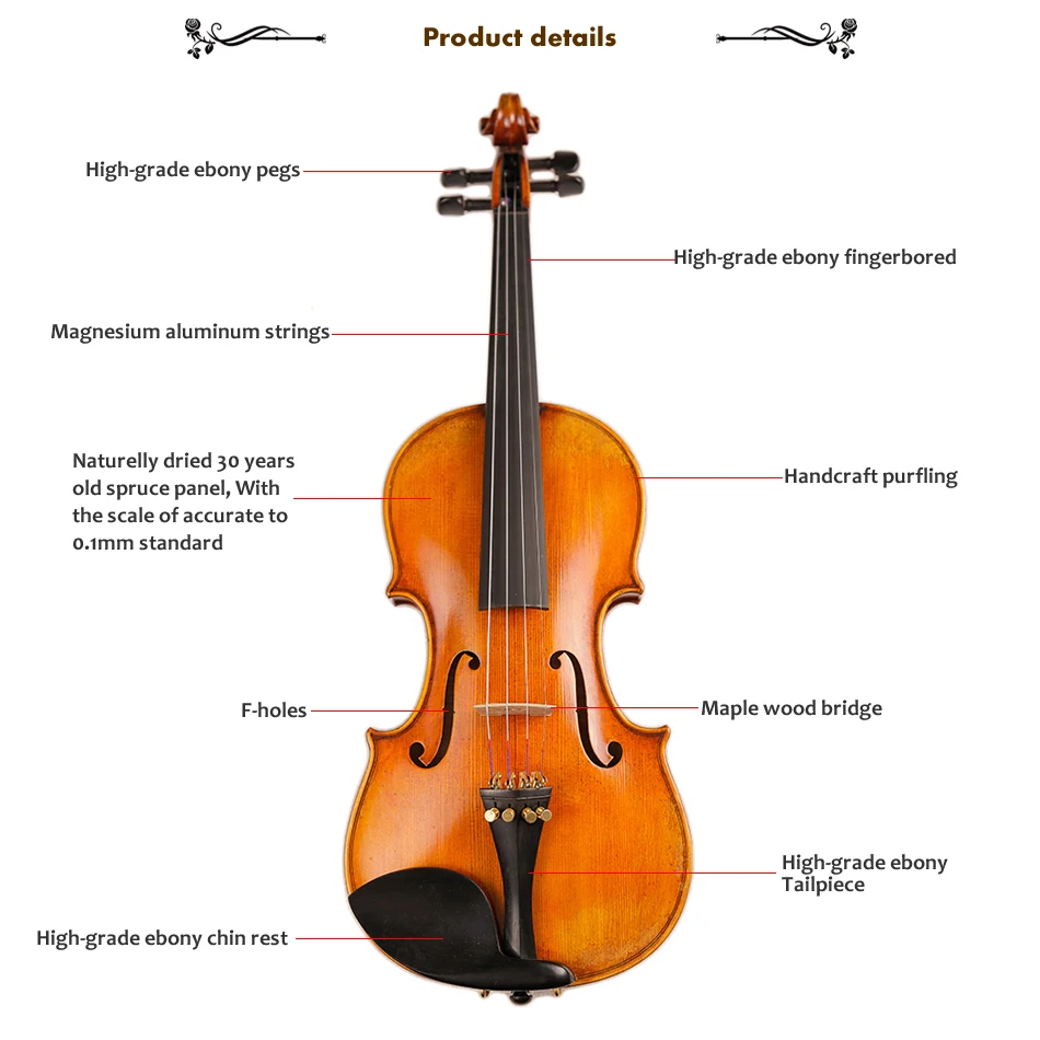 Tongling Brand Master Handcraft Antique Violin Naturelly Dried 30 Years Old Europe Imported Stripes Maple Customized Violin 4 4 Antique Violins Violin 4 4brand Violin Aliexpress