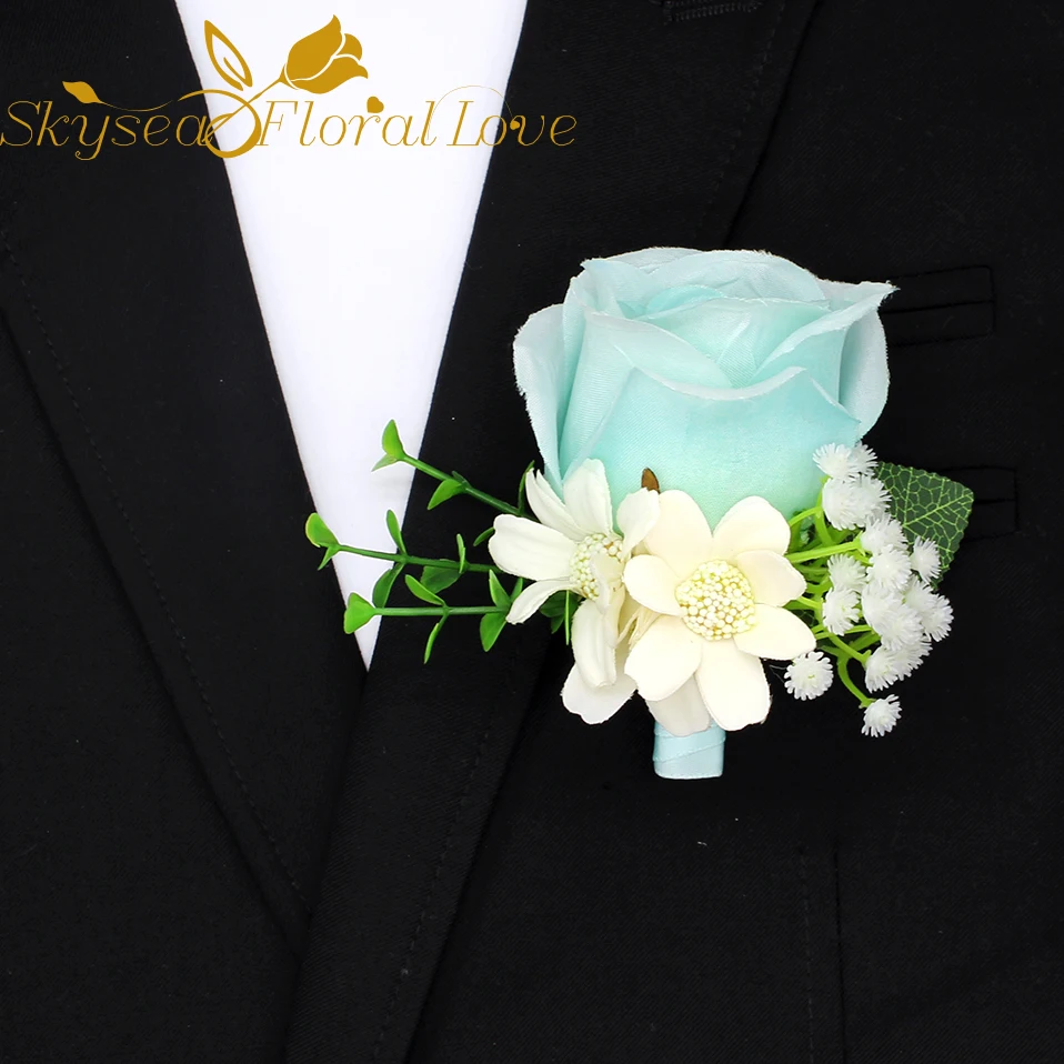 Diy handmade corsage artificial flower heads silk flower boutonniere wedding decoration brooch