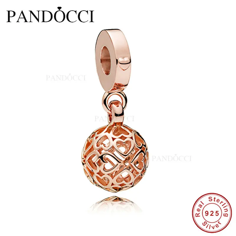 

2018 Mother's Day Gifts Rose Harmonious Hearts Dangle Charm DIY Fits for Original Charms Bracelets 925 Sterling Silver Jewelry