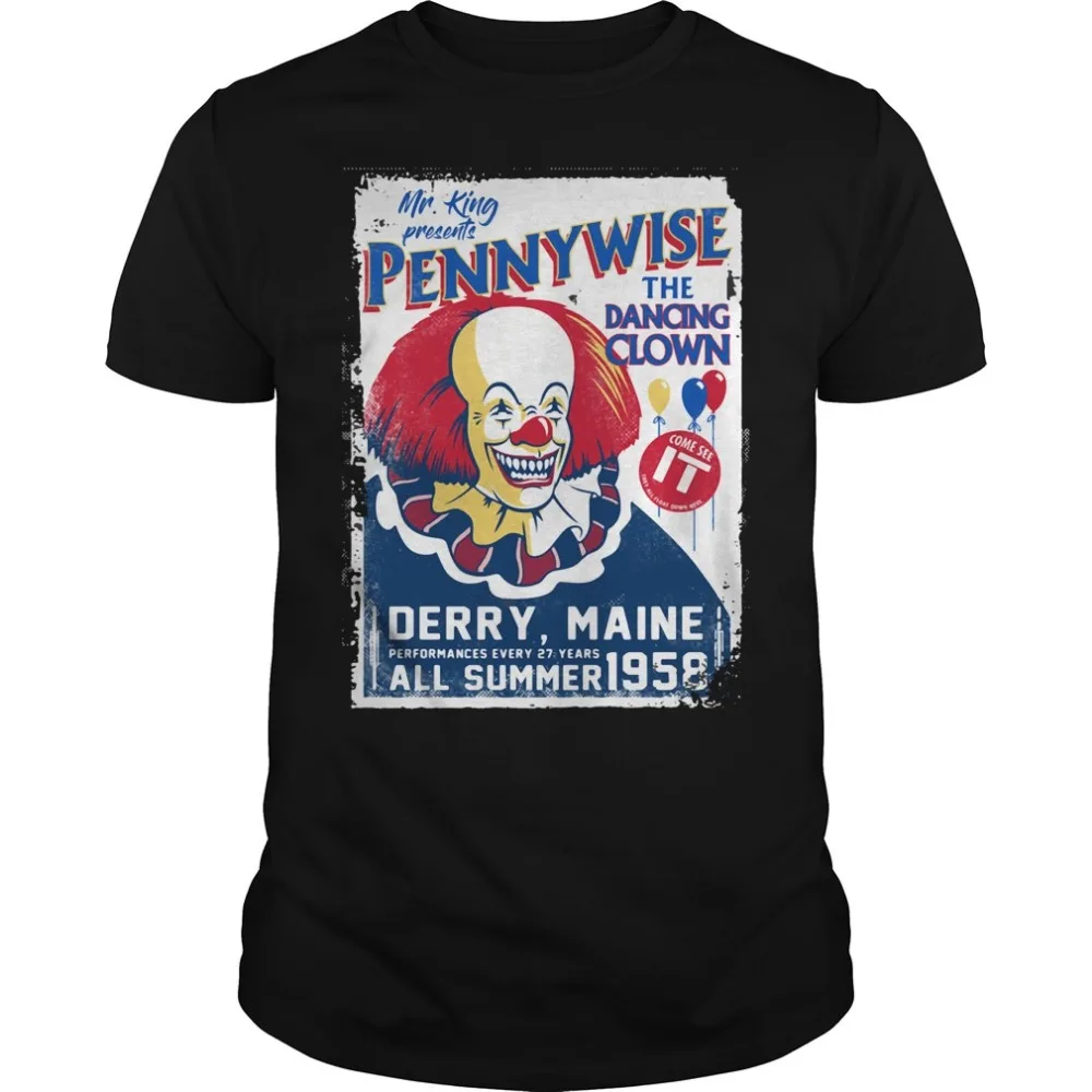 New Pennywise DANCING CLOWN T SHIRT IT MOVIE FILM RETRO VINTAGE HORROR CULT White Style Harajuku Funny Men T-Shirts Stephen King