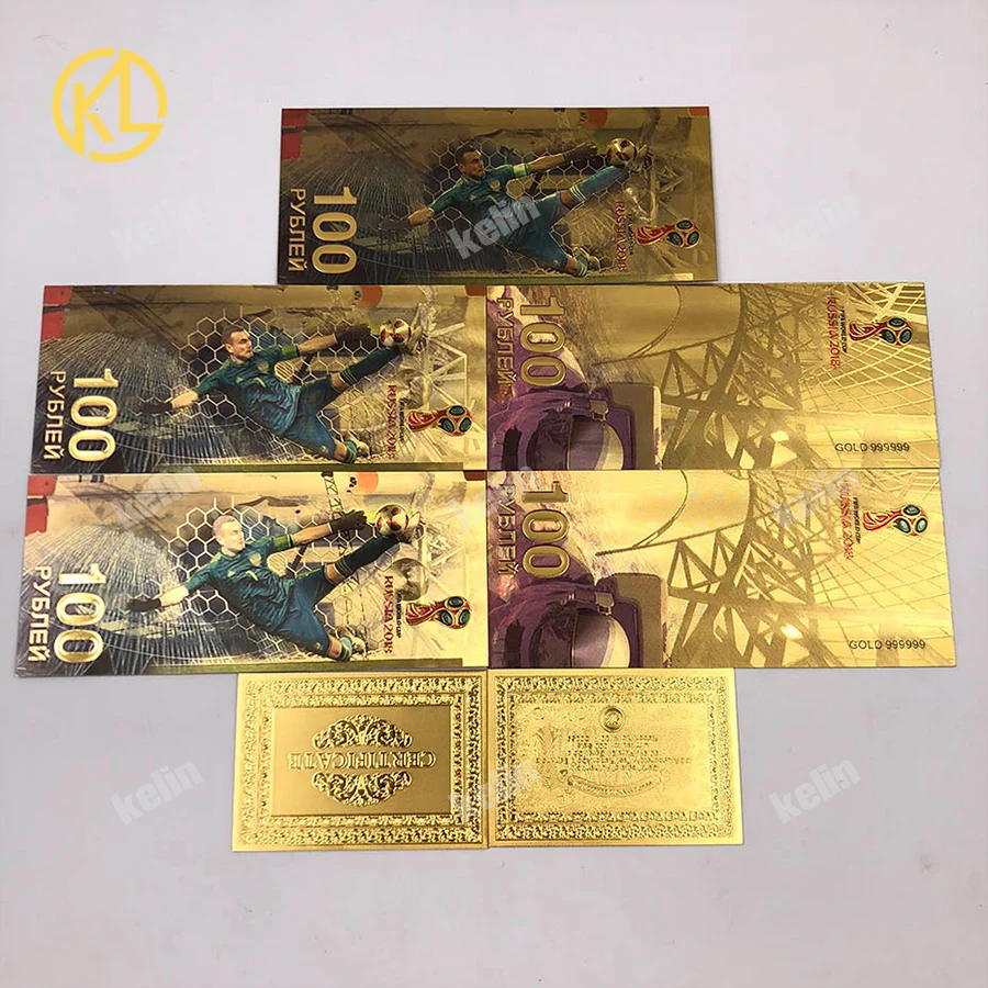

100pcs/lot 2018 Russia sports football Star Igor Vladimirovich Akinfeev Gold Foil Plated Banknote Souvenir gifts for fans
