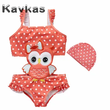 

Kavkas 2020 Fashion Summer Baby Swimwear With Cap Siamese One Pieces Cartoon Animal Elastic Girls Swimsuit 1-8T bebes Beachwear