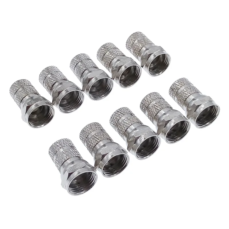 NIYATA 10 x spina F,F connettore, adattatore antenna TV,7 mm connettore F tipo coassiale, presa F,presa coassiale TV,connettore antenna tipo F,per cavo antenna coassiale (metrico