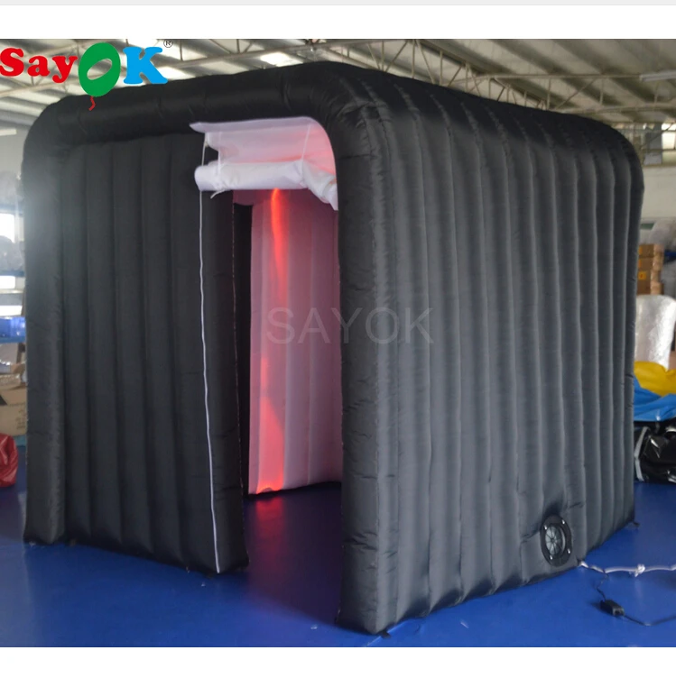 

Portable Inflatable Photo Booth Enclosures Wedding Backdrop Black Purple Tent with 2 Doors for Party Event Decorations Rental