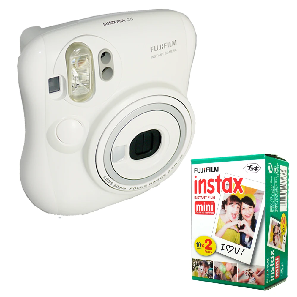 Fuji Fujifilm Instax Mini 25 мгновенная фотокамера-белый+ Fujifilm Instax Mini Instant White Edge 20 пленка