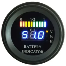 Круглый светодиодный цифровой Батарея Датчик Индикатор разряда счетчик моточасов состояние заряда погрузчик, EV, 12 В 24 В до 100 В 500 шт. в 1 лот