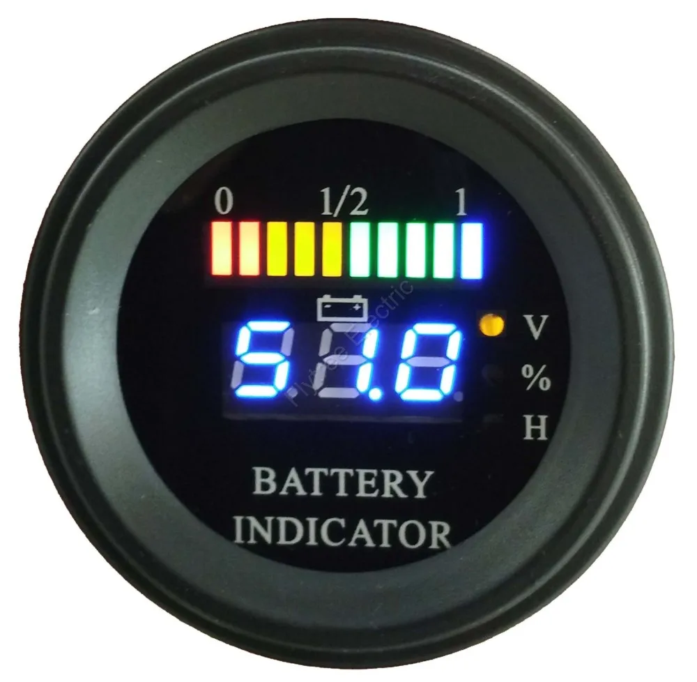 

Round LED Digital Battery gauge discharge Indicator hour meter state of charge forklift, EV, 12V 24V up to 100V 500pcs in 1 lot