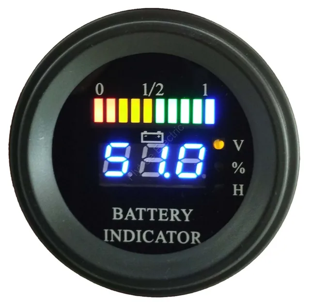 Round LED Digital Battery gauge discharge Indicator hour