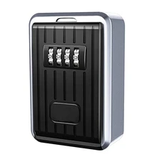 Lock Box 4 Digit Combination Waterproof Box Aluminum Alloy Weather Resistant Key Hider with Resettable Code Key Storage Wall M