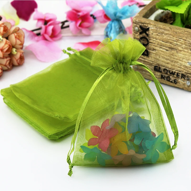 

Organza Pouch Bag Wholesale 100pcs/lot 5x7cm Mini Olive Green Organza Jewelry Bags Favor Wedding Earrings Jewelry Packaging Bag