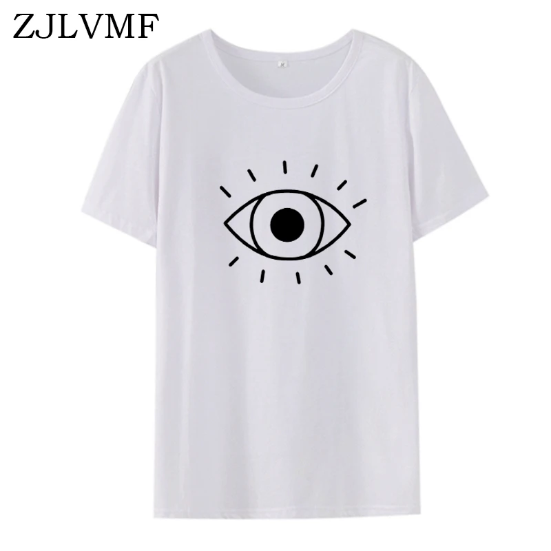 

Zjlvmf Seeing Eye Women T Shirt Korean Style O-neck Cotton Fashion Women Clothes 2019 Summer New Streetwear Casual T Shirt Women