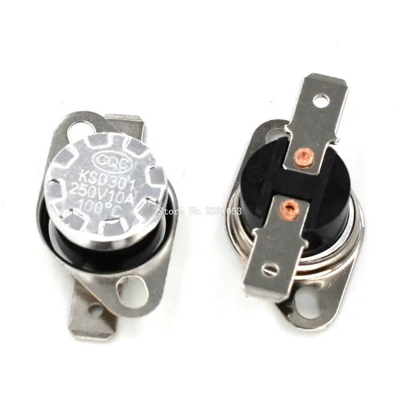 

2PCS/LOT KSD301 100 degree Normal Close NC Temperature Controlled Switch Thermostat 250V 10A