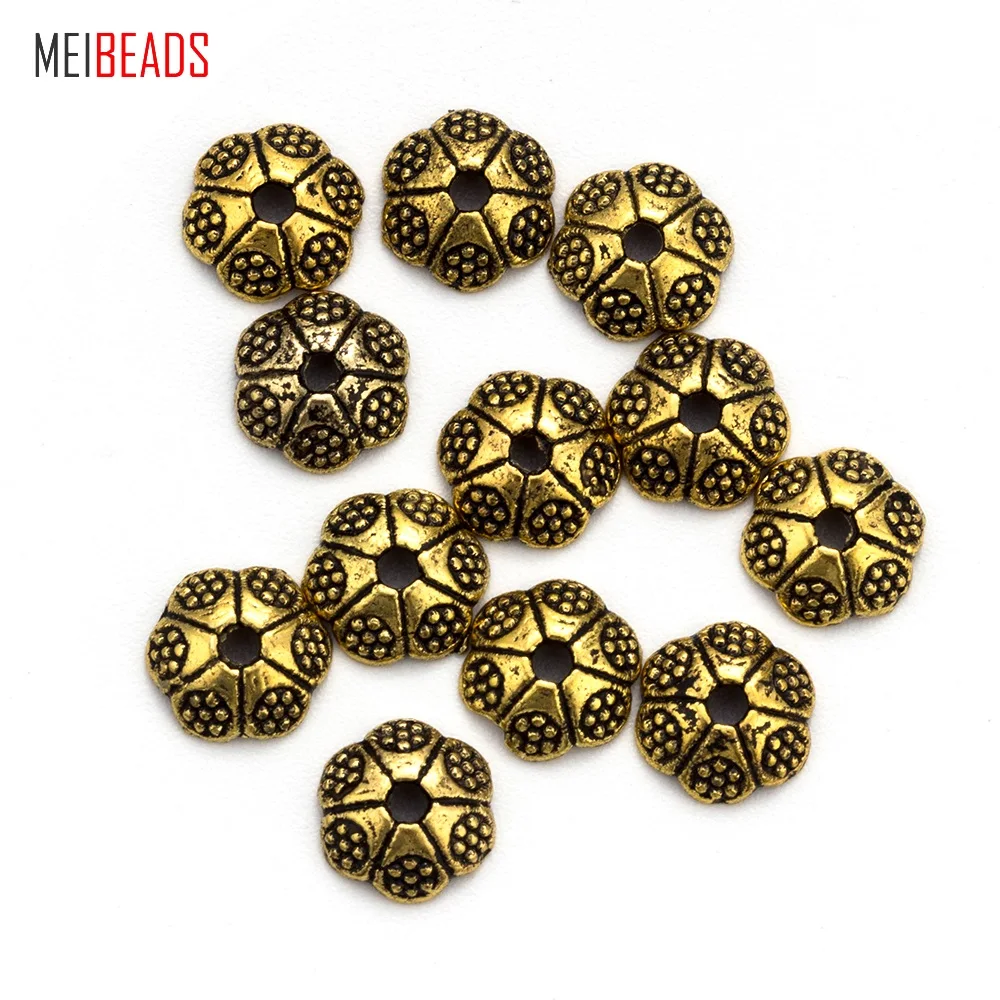 MEIBEADS 50 шт./лот 6 мм тибетская розетка ретро имитация тайского серебряного цвета