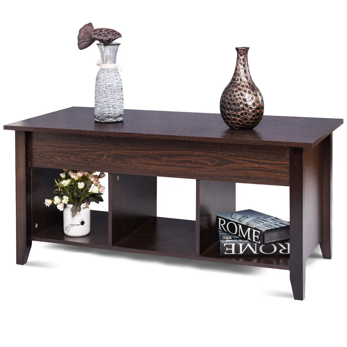 Giantex Lift Top Coffee Table with Hidden Compartment Storage Shelf Modern Wood Living Room Furniture HW56639BK