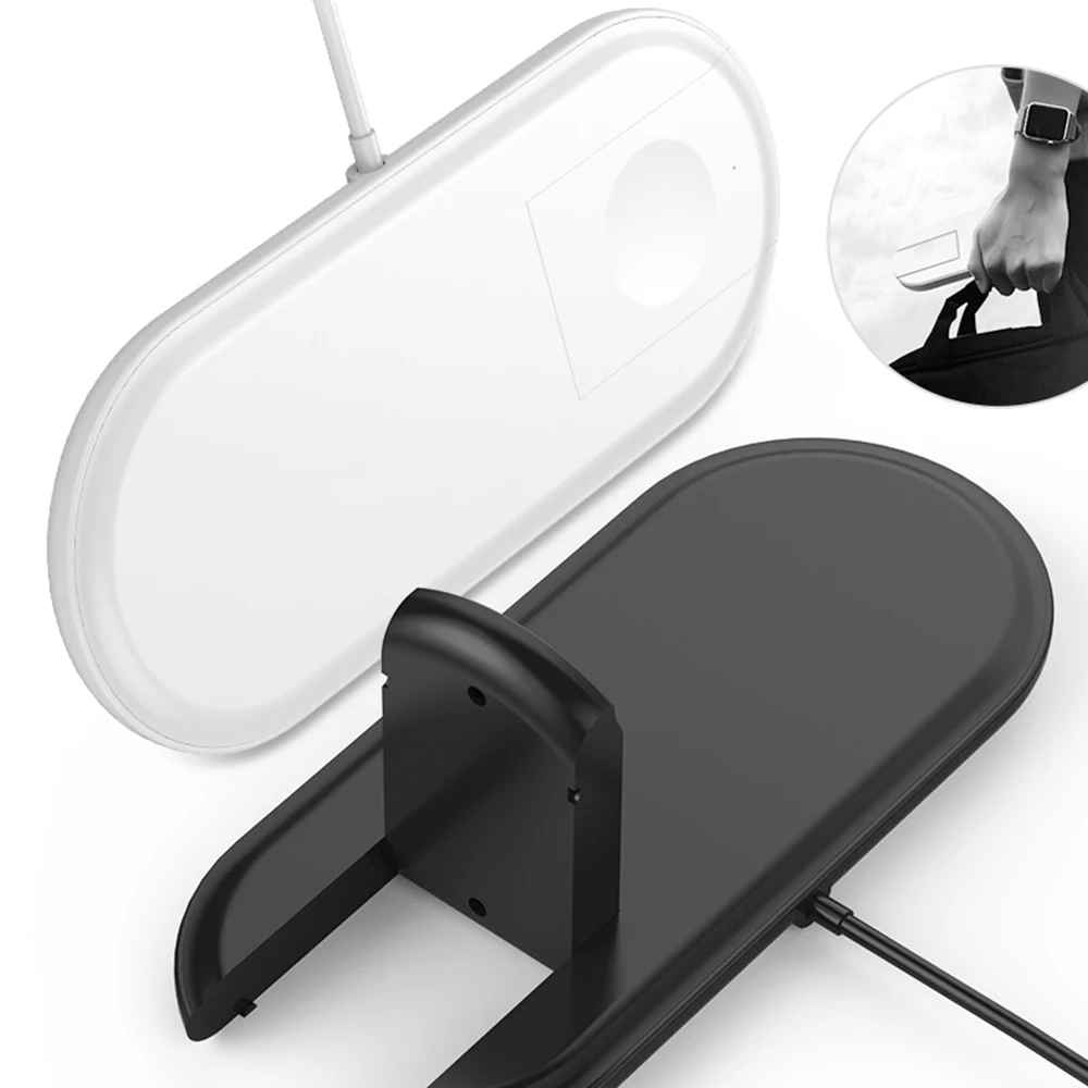 

2 in 1 Qi Wireless Fast Charger For Apple Watch 1 2 3 4 For iPhone XS Max XR X 8 Plus For Samsung S9 S8 note 9 Charging station