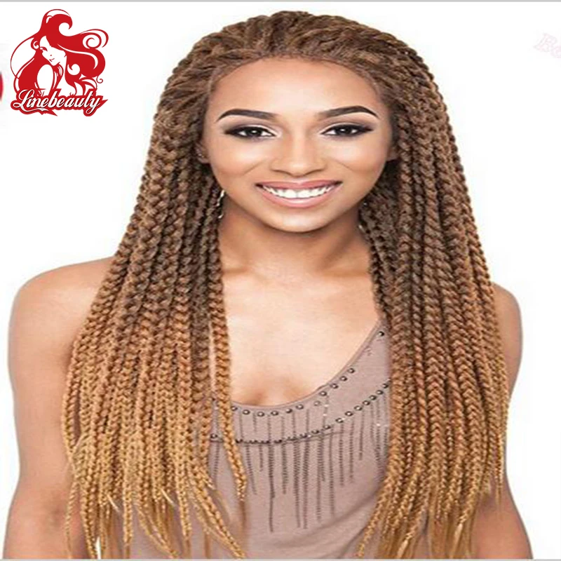 

Brown Braids Synthetic Lace Front Wig High Density Micro Braids For Black Women With Adjustable Cap Braided Lace Front Wig