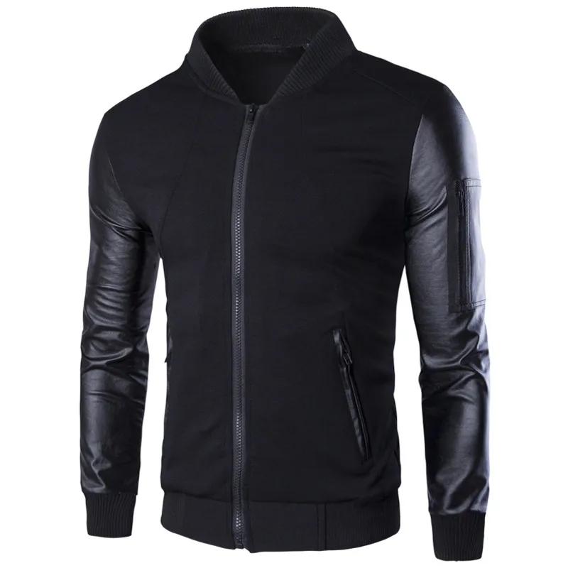Vogue anmi Весте Homme Весна Slim Fit Повседневное High Street Куртки искусственная кожа рукав