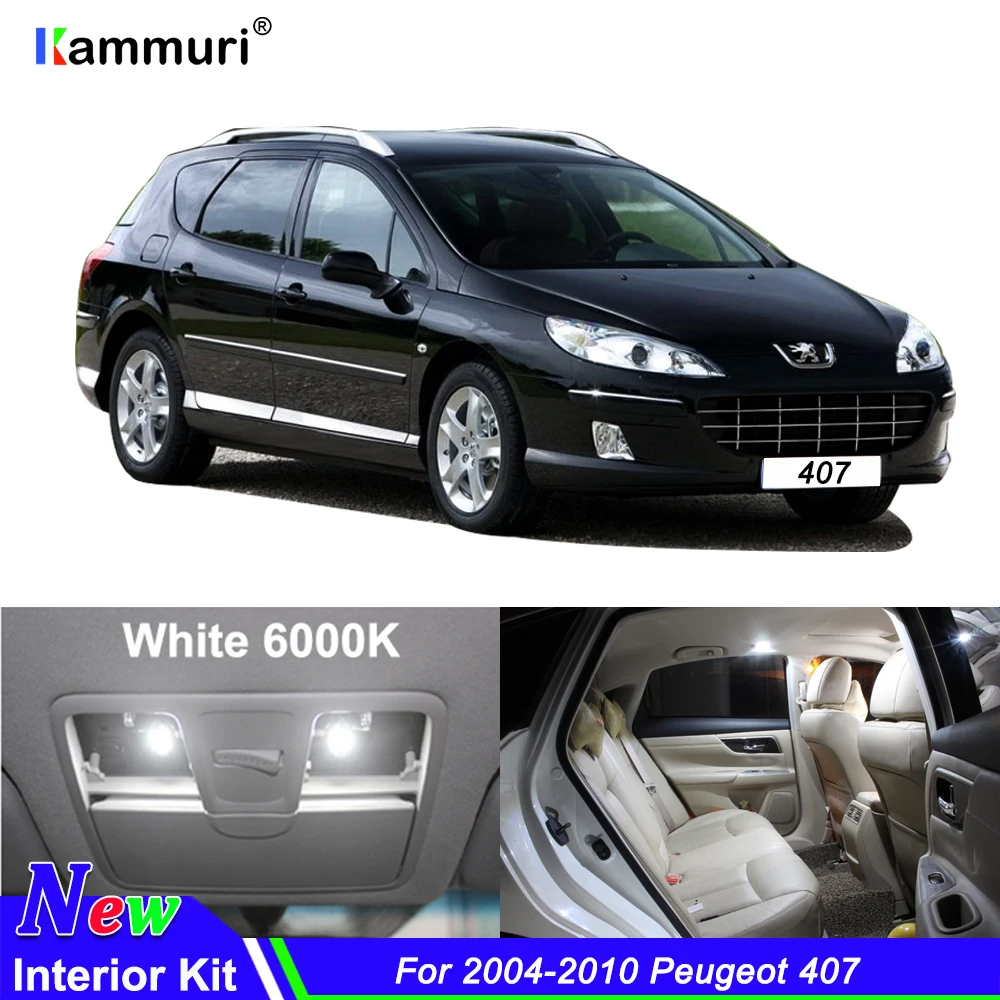 

7X free shipping Error Free Car LED Interior Light Kit Package for Peugeot 407 accessories 2004-2010