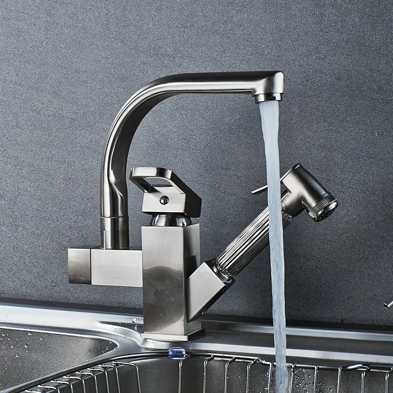 Fapully Kitchen Sink Faucet Brushed Nickel Faucet Torneira All Around Rotate Swivel Kitchen Mixer Tap Fapully Kitchen Sink Faucet Brushed Nickel Faucet Torneira All Around Rotate Swivel Kitchen Mixer Tap