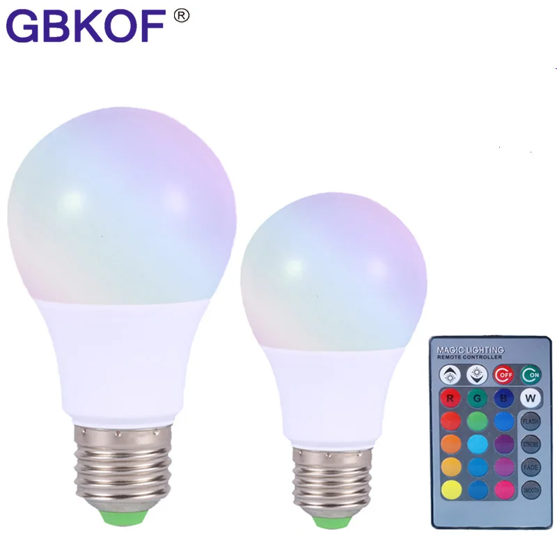 

Good quality LED RGB Bulb Light E27 110V 220V RGB LED Lamp 3W 5W 10W With 24 Keys IR Remote Controller Lampara LED Light