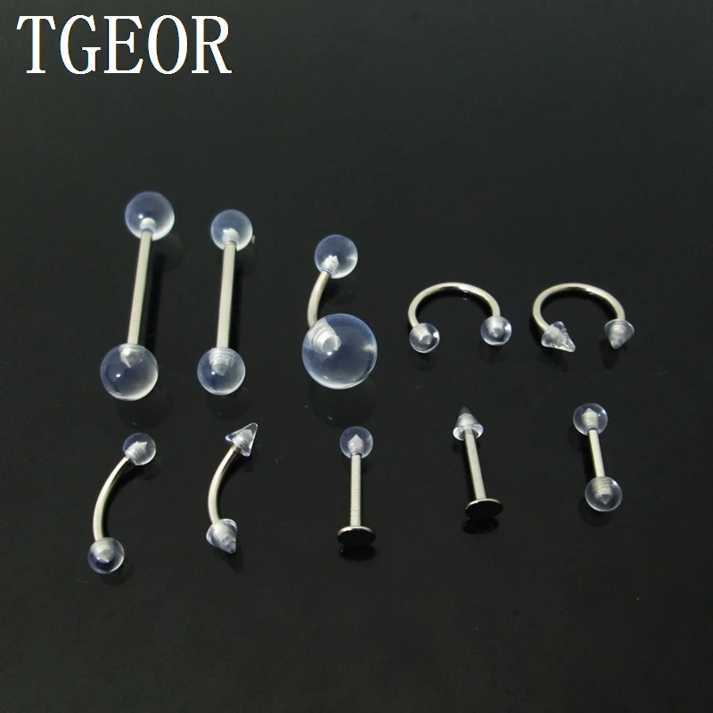 wholesale body jewelry 180pcs clear Transparent color mixed lip labret