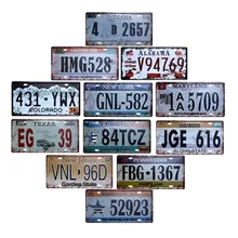 Hohappyme americano carro placas número eua placa de licença placa garagem metal estanho sinal barra decoração da casa do vintage 15x30cm
