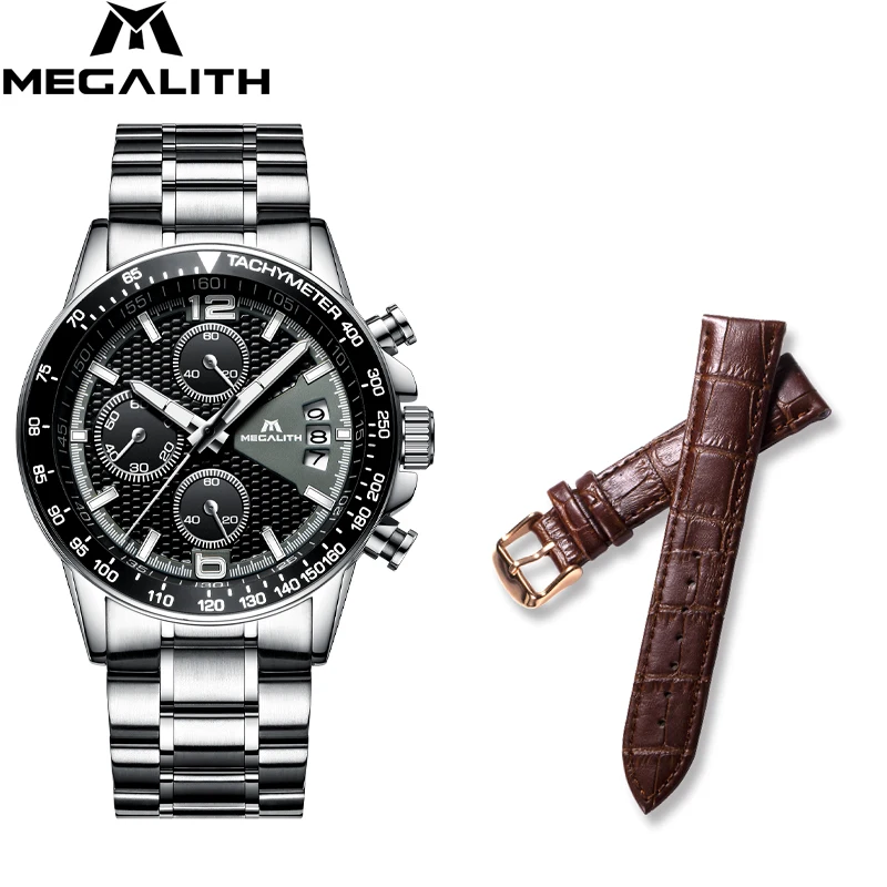 

Relogio Masculino MEGALITH Chronograph Waterproof Men Fashion Business Watches Set Mens Watches Date Calendar Mens Quartz Watch
