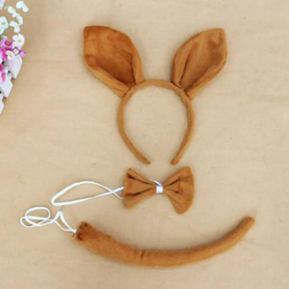 3pcs Party Props Vivid Role Playing Adorable Cartoon Kangaroo Tie Tail